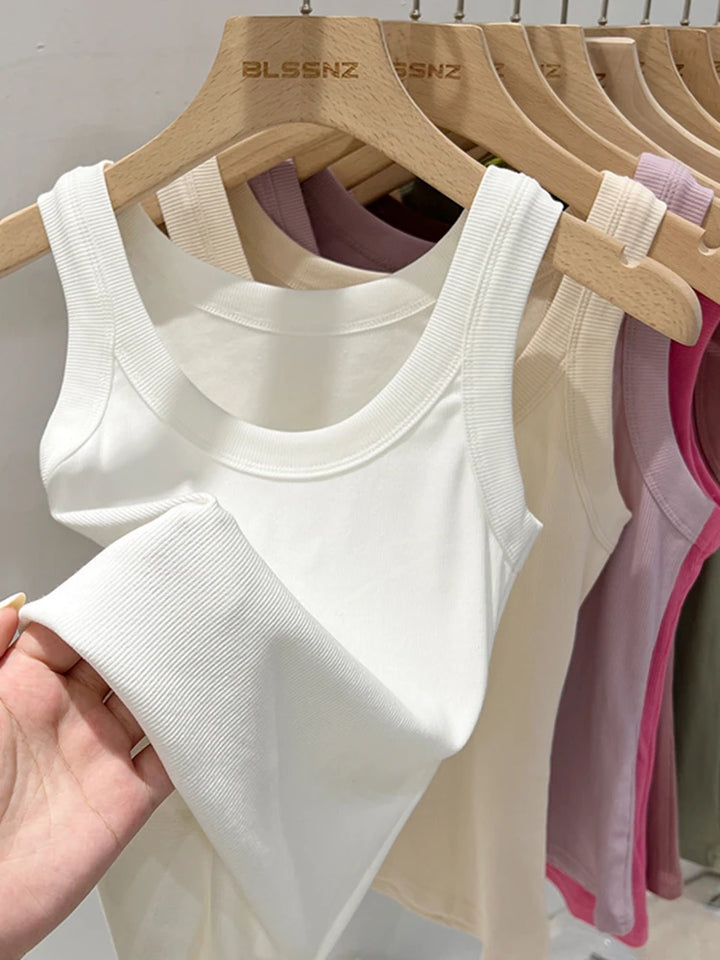Ribbed Cropped Wife Beater Tank Top for Women