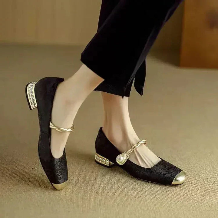 Vintage Braided Pearl Strap Shoes