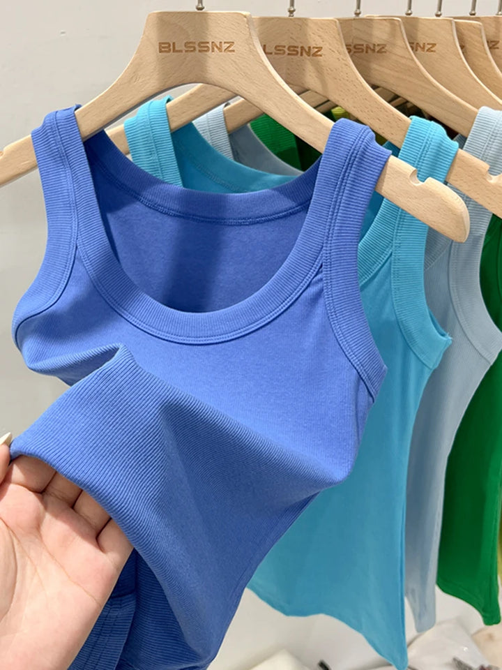 Ribbed Cropped Wife Beater Tank Top for Women