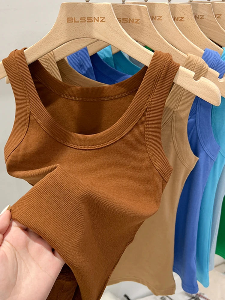 Ribbed Cropped Wife Beater Tank Top for Women