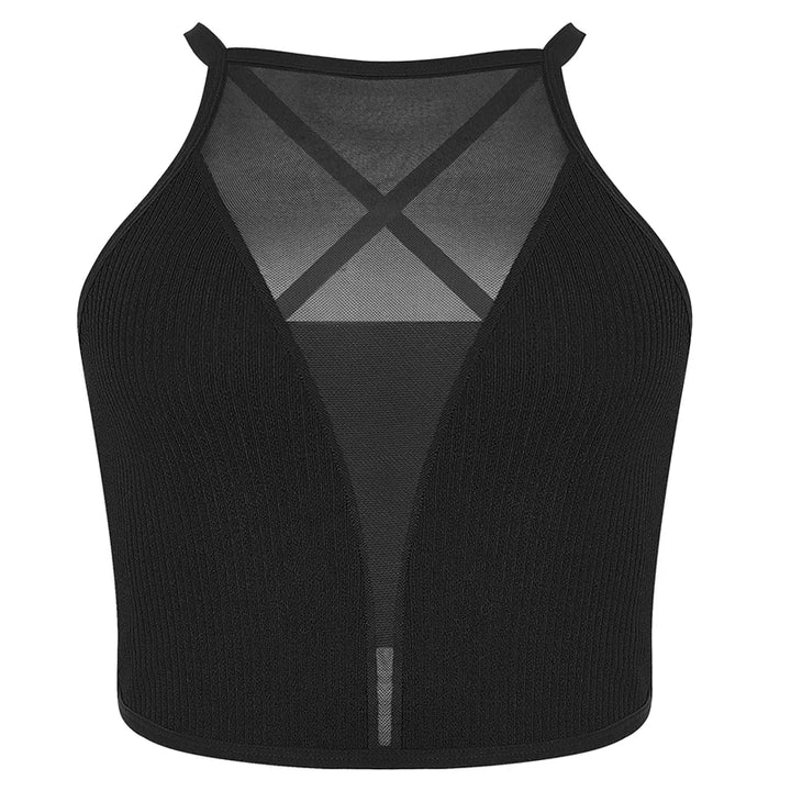 High Neck Ribbed Tank Top for Women