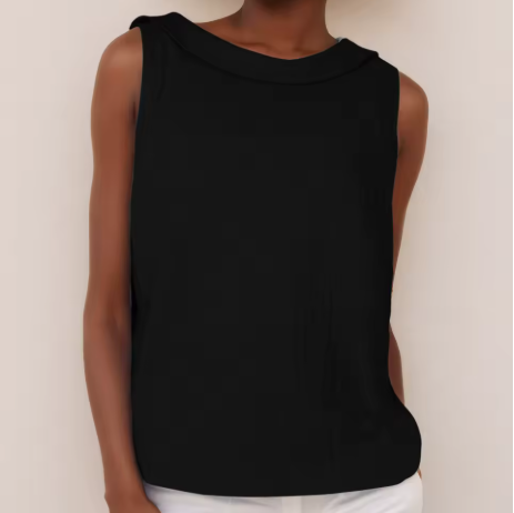 Casual Sleeveless Roll Collar Top