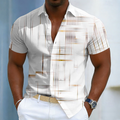 Short Sleeve Button Geometric Shirt