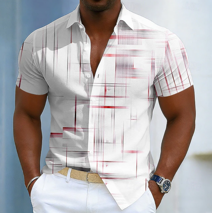 Short Sleeve Button Geometric Shirt