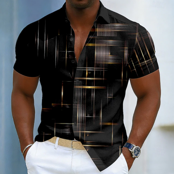 Short Sleeve Button Geometric Shirt