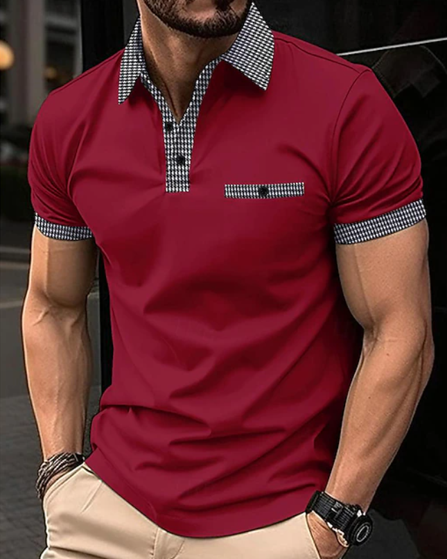 Classic Checkered Collar Polo Shirt