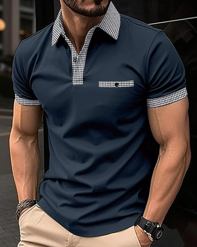 Classic Checkered Collar Polo Shirt