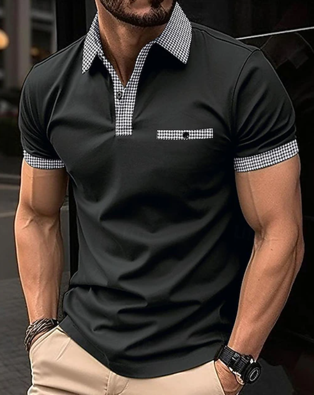 Classic Checkered Collar Polo Shirt