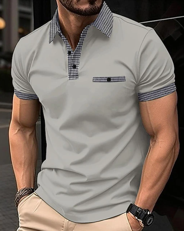 Classic Checkered Collar Polo Shirt