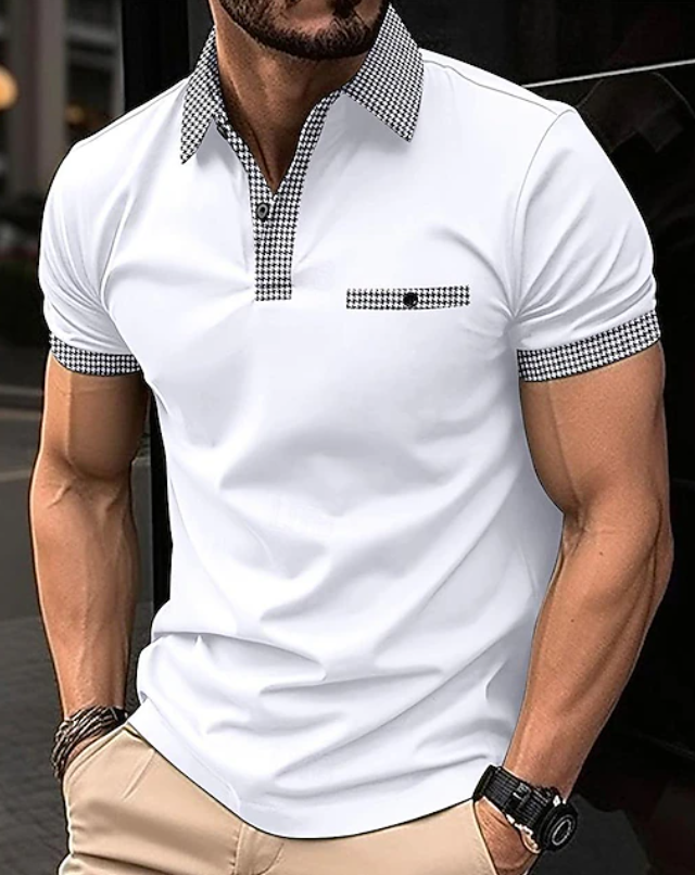 Classic Checkered Collar Polo Shirt