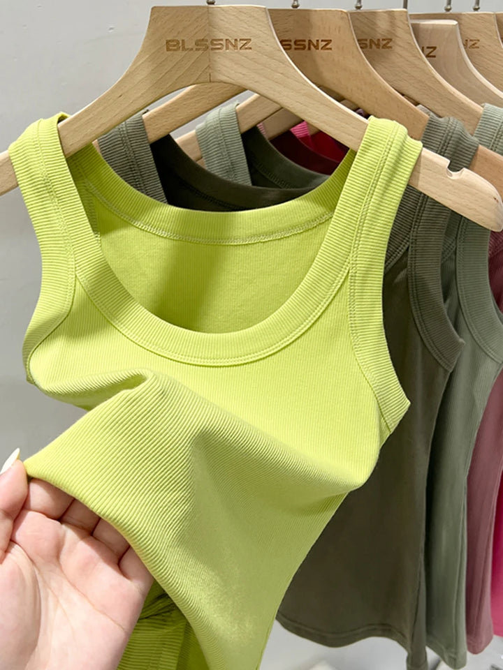 Ribbed Cropped Wife Beater Tank Top for Women
