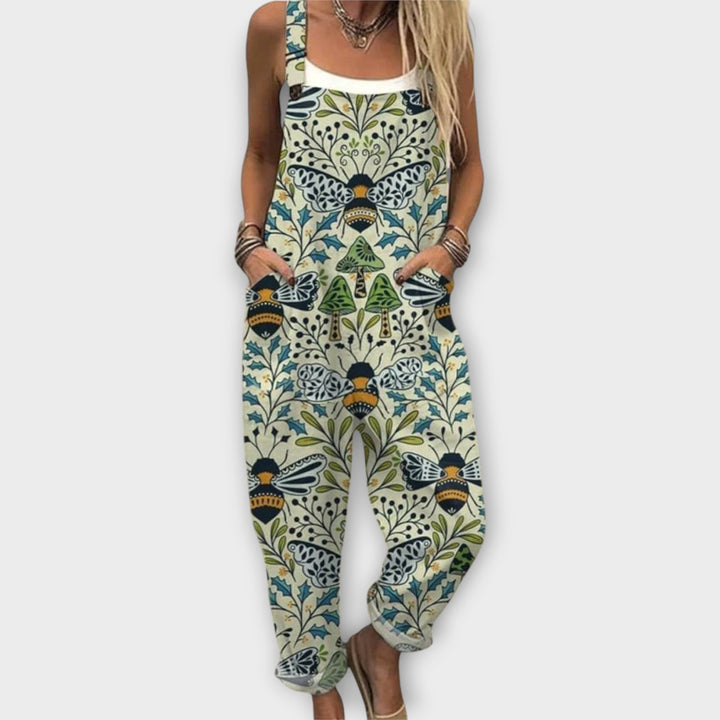 Retro Elegant Floral Print Jumpsuit