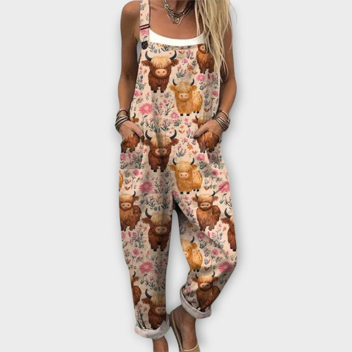 Retro Elegant Floral Print Jumpsuit
