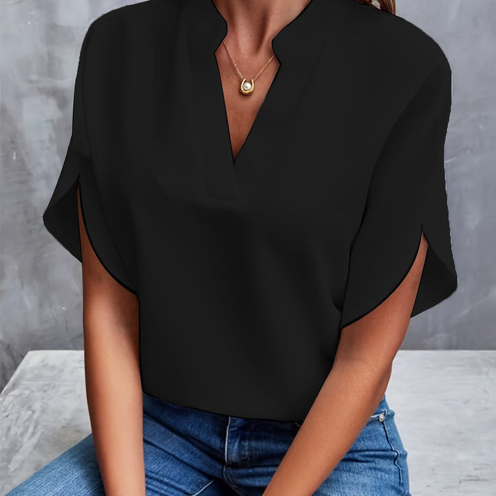 Elegant Draped V-Neck Blouse