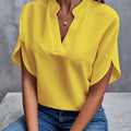Elegant Draped V-Neck Blouse