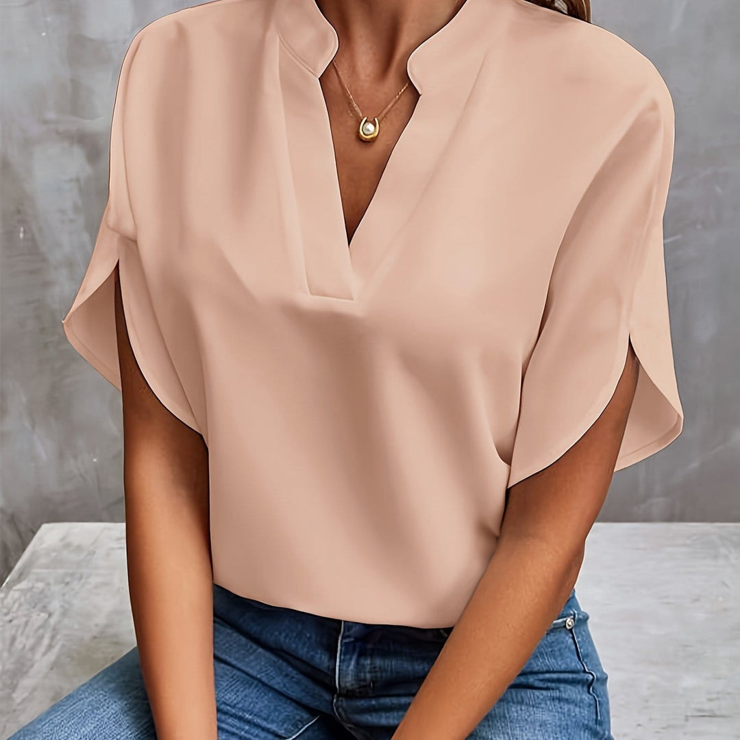 Elegant Draped V-Neck Blouse