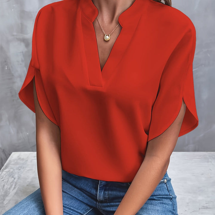 Elegant Draped V-Neck Blouse
