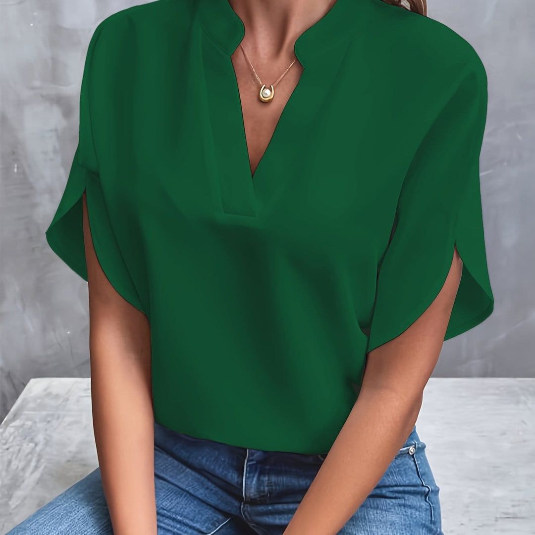 Elegant Draped V-Neck Blouse