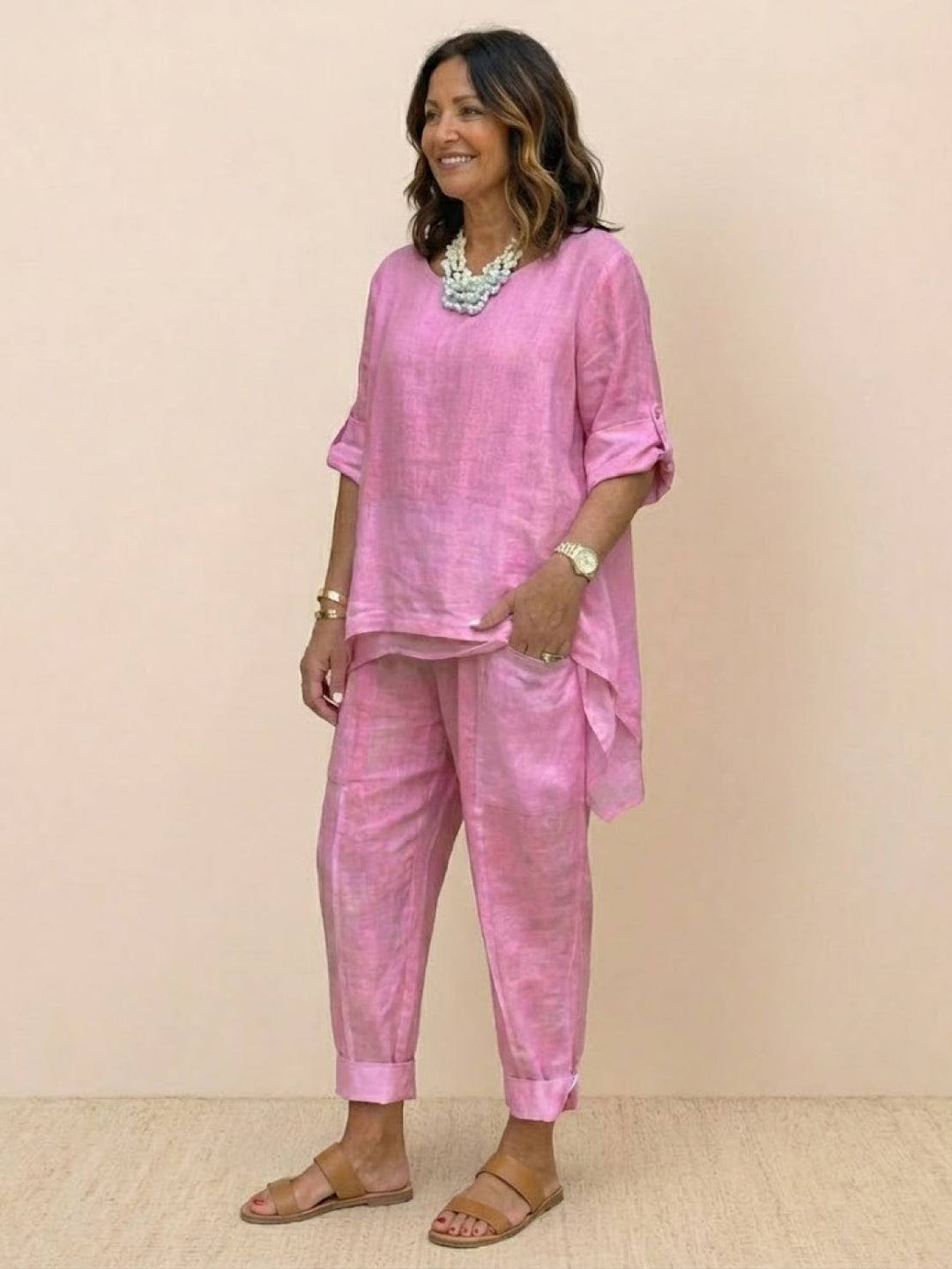 Asymmetrical Two-Piece Trouser Set