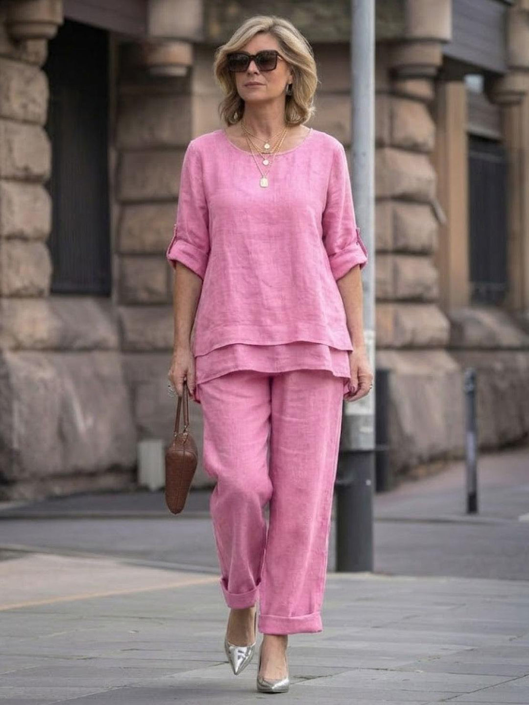 Asymmetrical Two-Piece Trouser Set