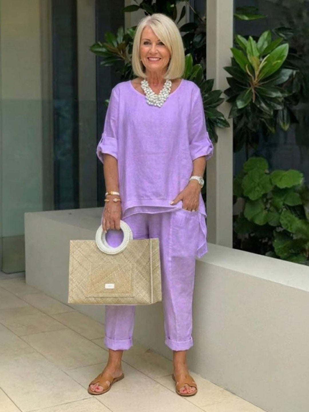 Asymmetrical Two-Piece Trouser Set