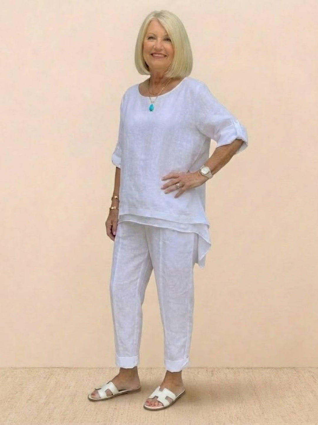 Asymmetrical Two-Piece Trouser Set