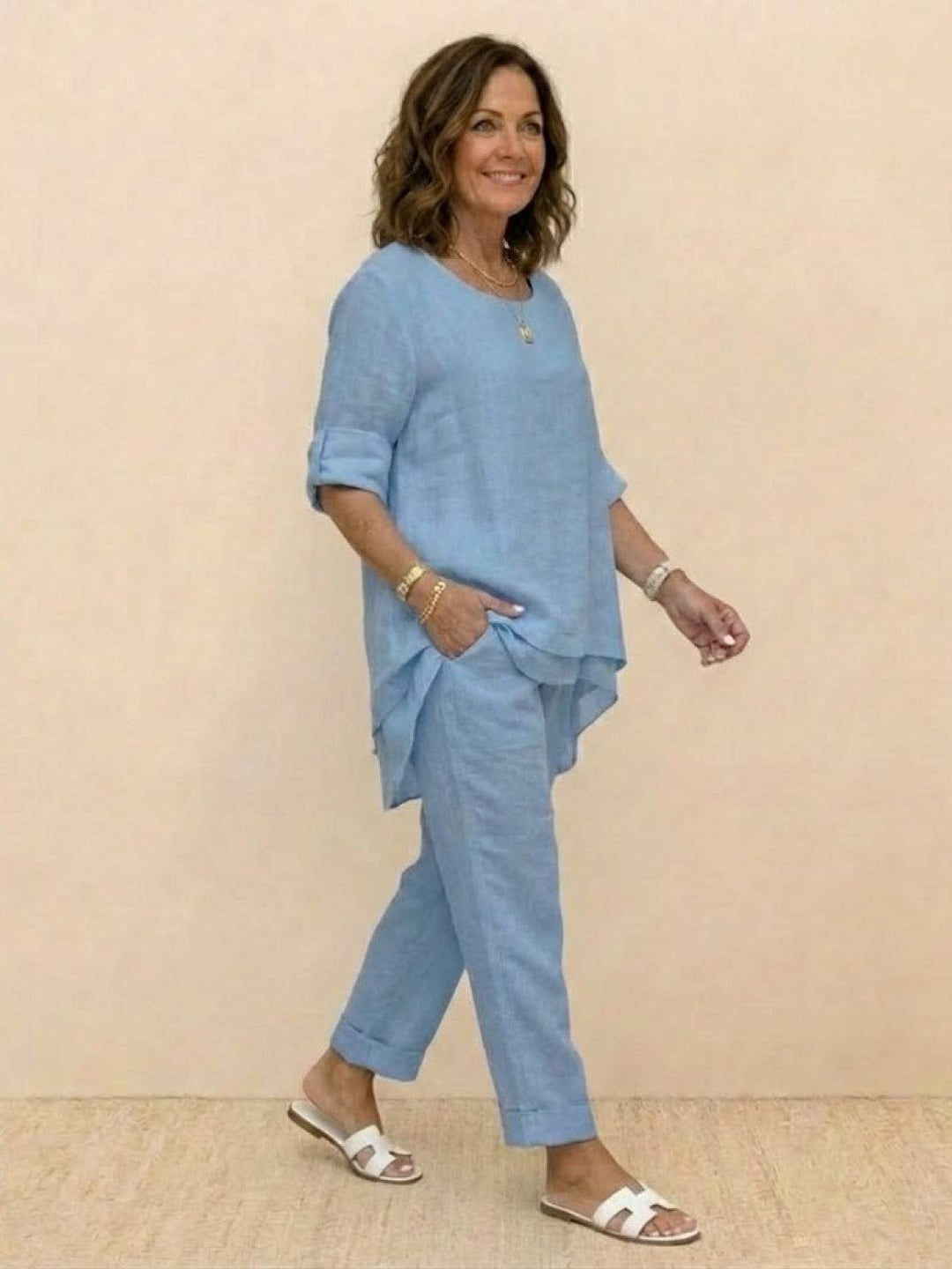 Asymmetrical Two-Piece Trouser Set