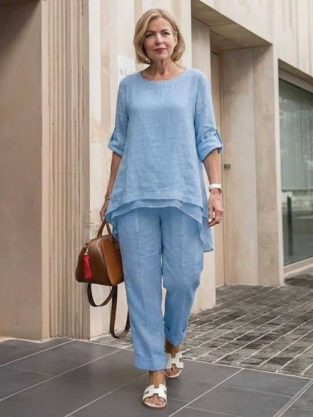 Asymmetrical Two-Piece Trouser Set