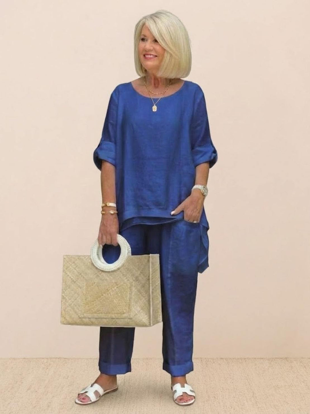 Asymmetrical Two-Piece Trouser Set
