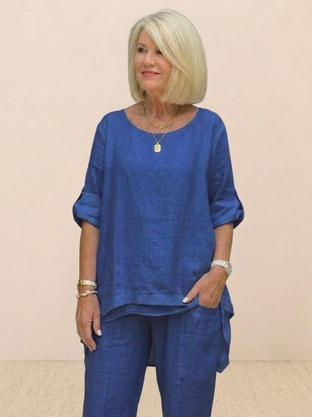 Asymmetrical Two-Piece Trouser Set