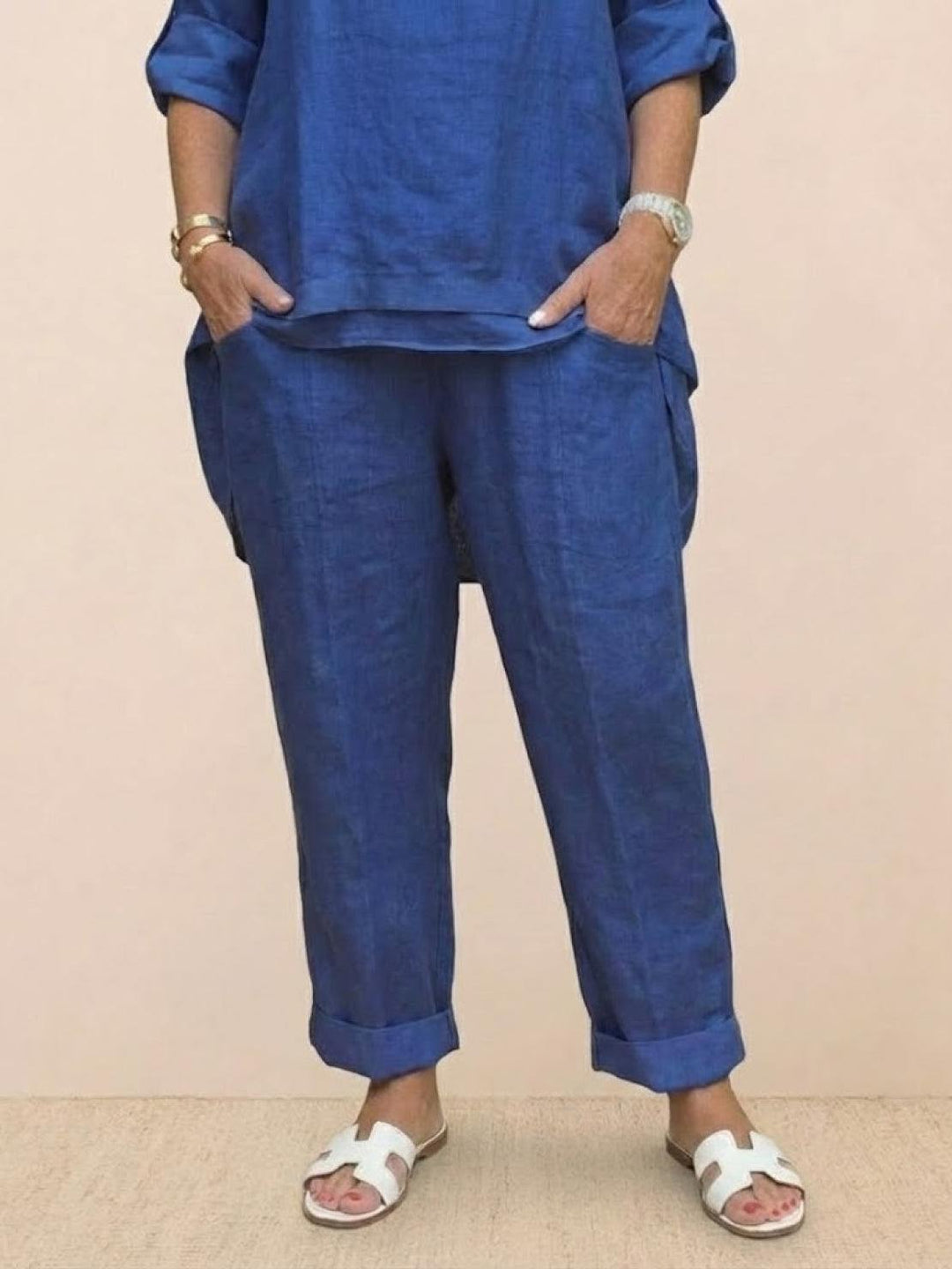 Asymmetrical Two-Piece Trouser Set