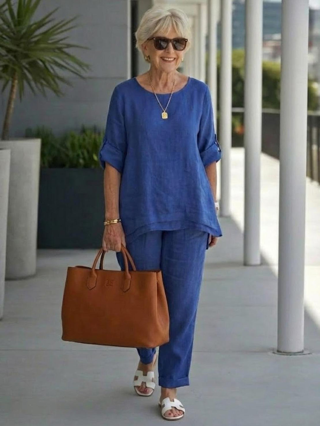 Asymmetrical Two-Piece Trouser Set