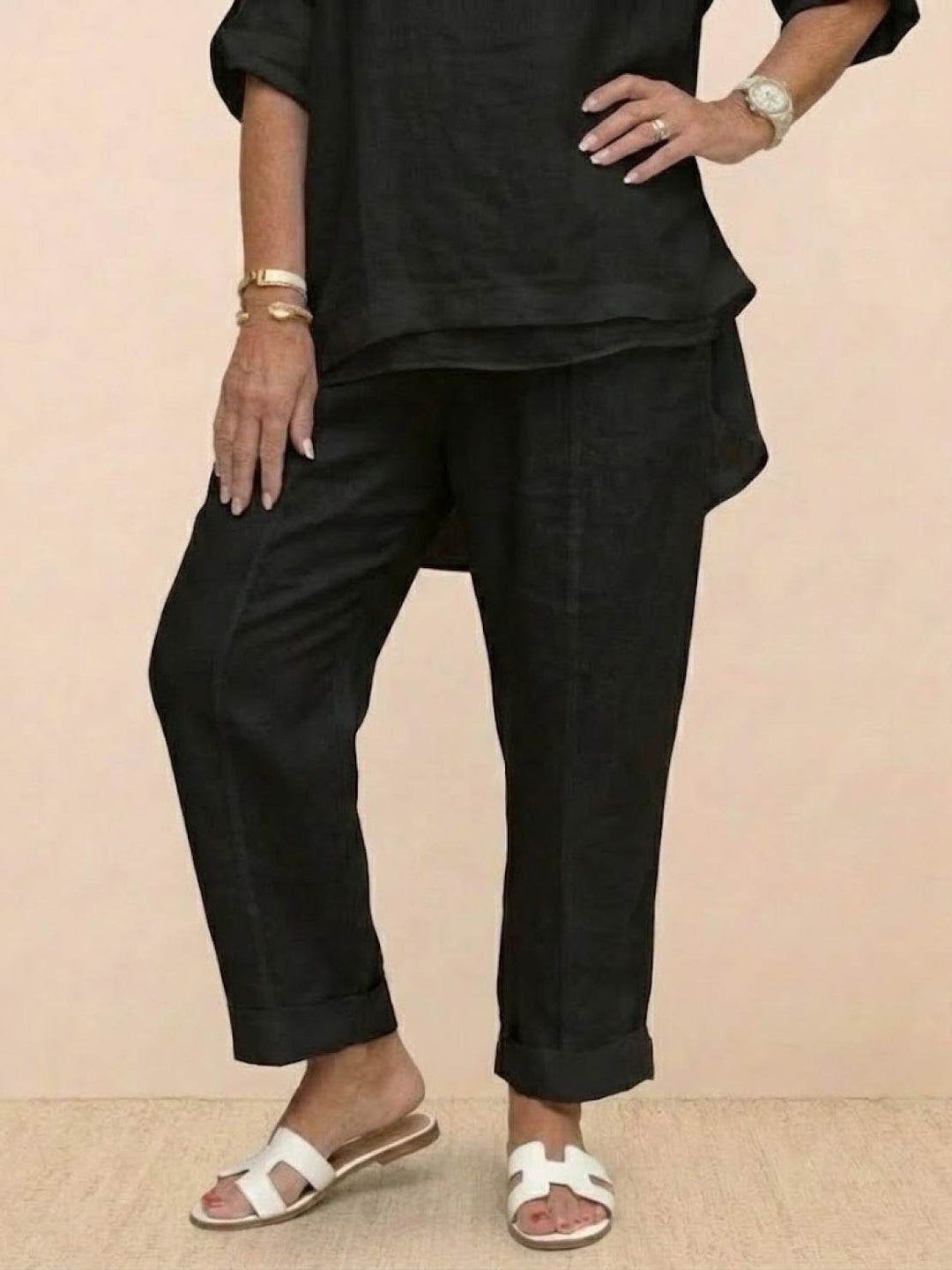 Asymmetrical Two-Piece Trouser Set