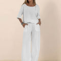 At Ease & Down to Earth: Short-sleeved Pullover & Wide Trouser Matching Set