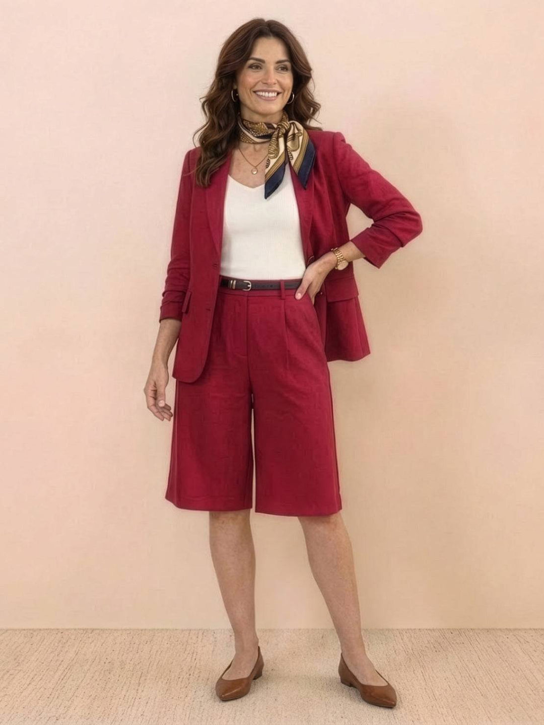 Blazer and High-Waisted Shorts Two-Piece Set