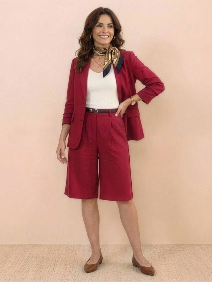Blazer and High-Waisted Shorts Two-Piece Set