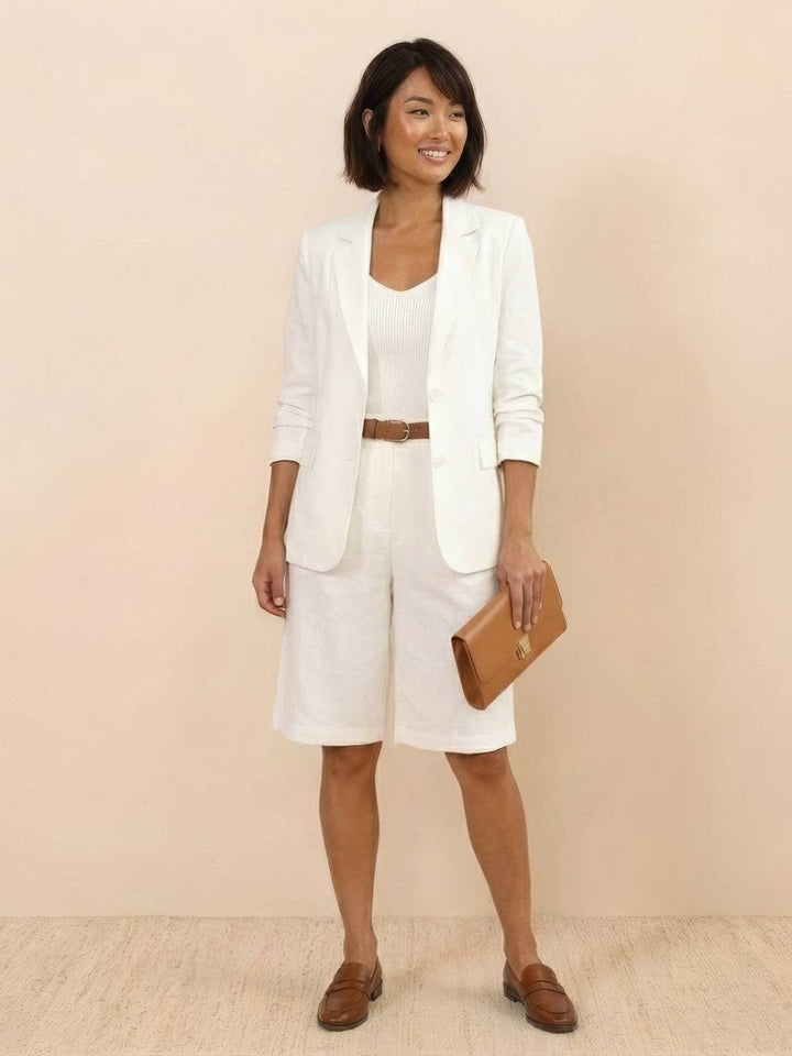 Blazer and High-Waisted Shorts Two-Piece Set