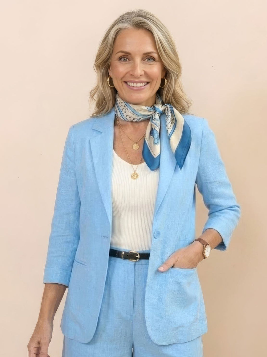 Blazer and High-Waisted Shorts Two-Piece Set