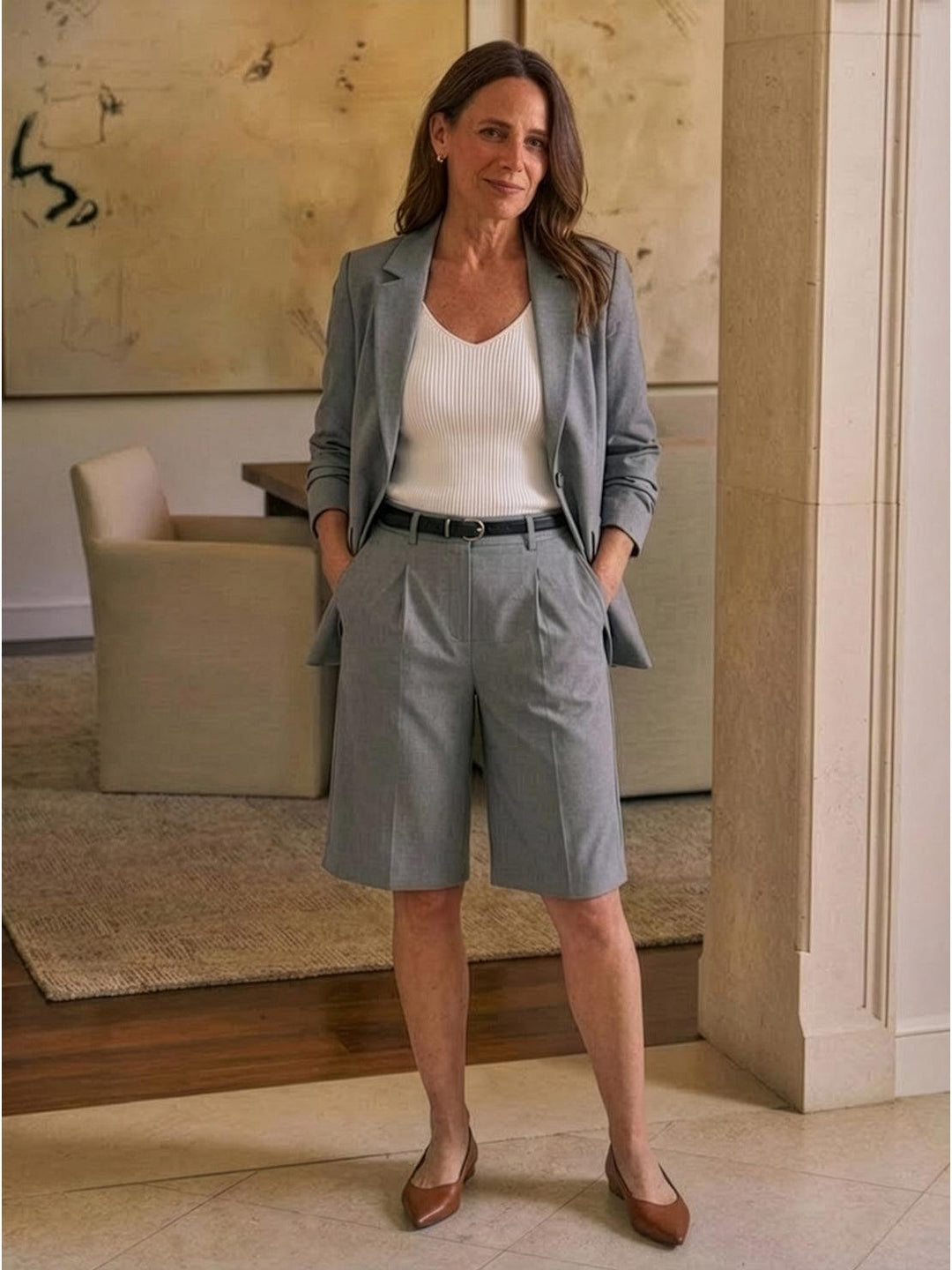 Blazer and High-Waisted Shorts Two-Piece Set