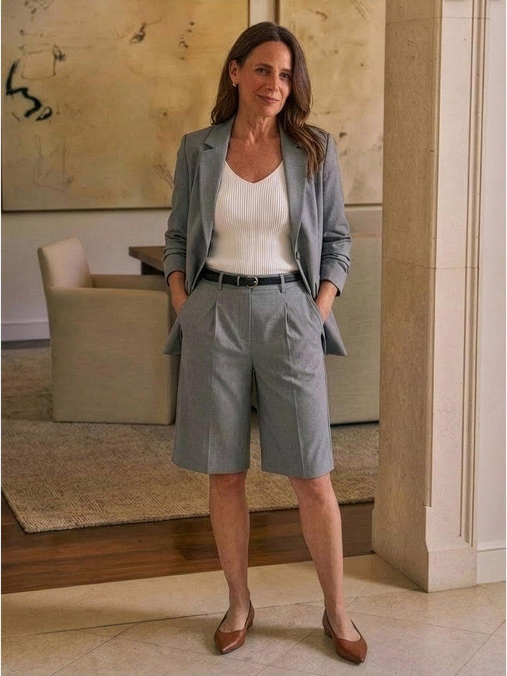 Blazer and High-Waisted Shorts Two-Piece Set