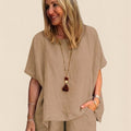 Comfy Linen-like Shirt & Shorts Two-Piece Set