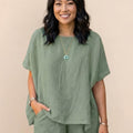 Comfy Linen-like Shirt & Shorts Two-Piece Set
