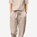 Cotton-Linen Blend Monochrome Two-Piece Set