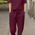 Cotton-Linen Blend Monochrome Two-Piece Set