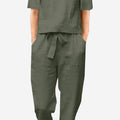 Cotton-Linen Blend Monochrome Two-Piece Set