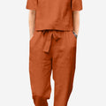 Cotton-Linen Blend Monochrome Two-Piece Set