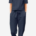 Cotton-Linen Blend Monochrome Two-Piece Set