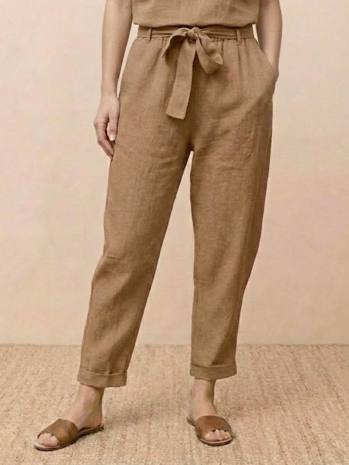 Cotton-Linen Blend Monochrome Two-Piece Set