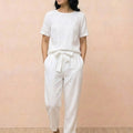 Cotton-Linen Blend Monochrome Two-Piece Set