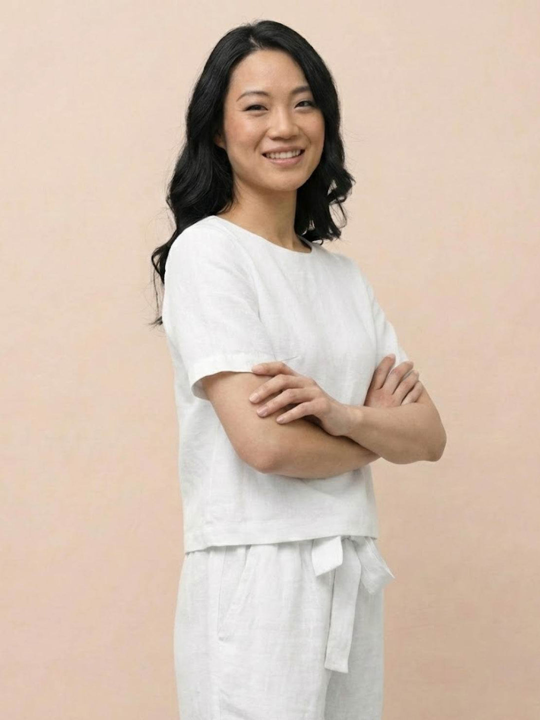 Cotton-Linen Blend Monochrome Two-Piece Set